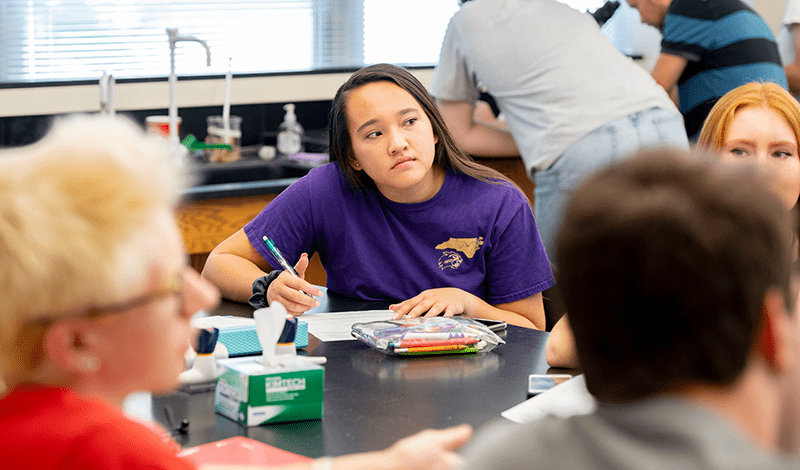 Kyra Rhyne in her Scientific Methods and Writing biology lab.