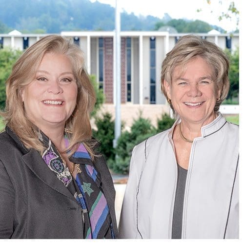 Center for Craft Executive Director Stephanie Moore (left) and UNC Asheville Chancellor Nancy J. Cable