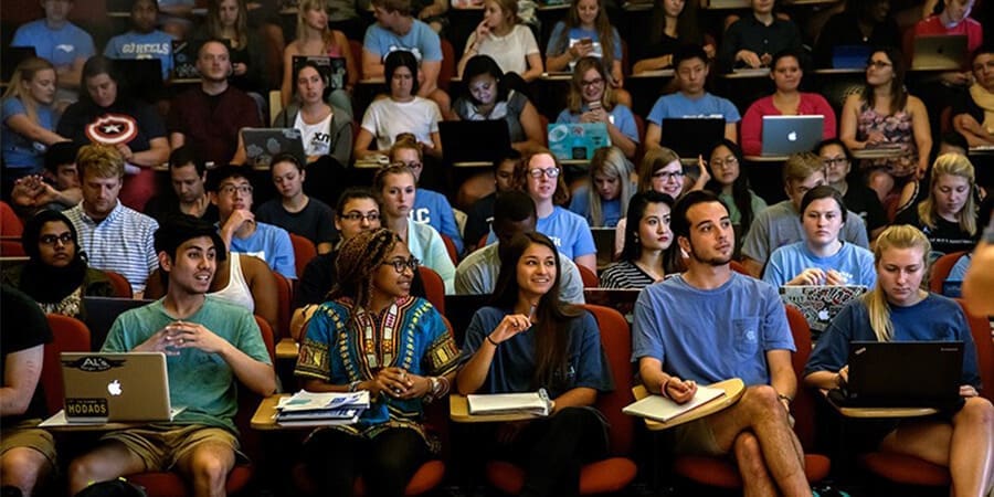 Students sitting in a lecture hall at UNC-Chapel Hill