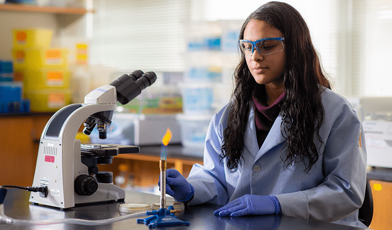 Student in lab