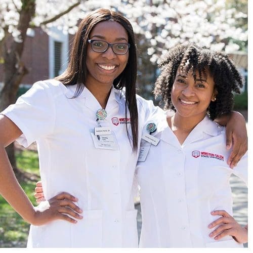 From left: WSSU nursing students Taneshia Poole and older sister Tavoria Poole