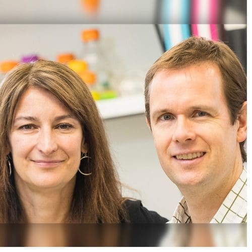 ECU researchers Dr. Isabelle Lemasson and Dr. Nick Polakowski have received more than $840,000 in grant funding since June to continue their studies of a rare disease that can lead to a fatal form of leukemia. (Photos by Cliff Hollis)