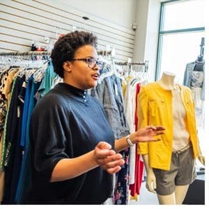 Students in CARS' Visual Merchandising and Product Presentation class had 30 minutes to style a mannequin in spring fashion using clothing and accessories at local second-hand retailer Bargain Box.