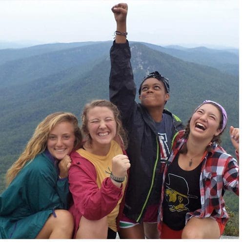 The inaugural Wilson Scholars, as new students, atop Table Rock in the Pisgah National Forest. The steep hike, according to Sarah Aldridge, second from left, became a metaphor for overcoming obstacles on the path to academic success. Photo submitted