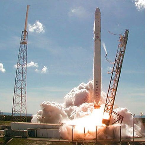 A SpaceX Falcon 9 rocket lifts off from Space Launch Complex 40 at Cape Canaveral Air Force Station. The UNCG-led experiment will launch Thursday on a similar SpaceX rocket. (Credit: NASA)