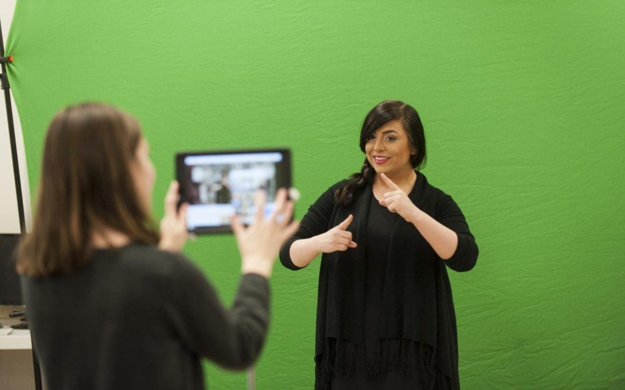 Student using American Sign Language